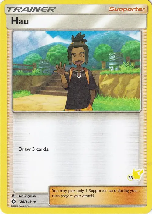 Hau - 120/149 (#33 Pikachu Stamped) card art