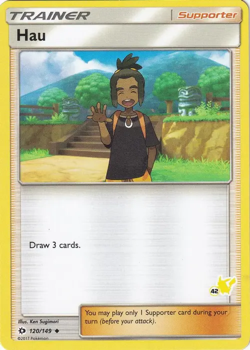 Hau - 120/149 (#42 Pikachu Stamped) card art