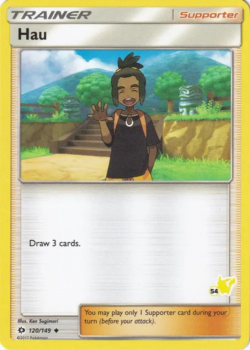 Hau - 120/149 (#54 Pikachu Stamped) card art