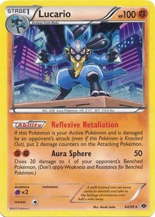 Lucario - 64/99 (Cosmos Holo) card art