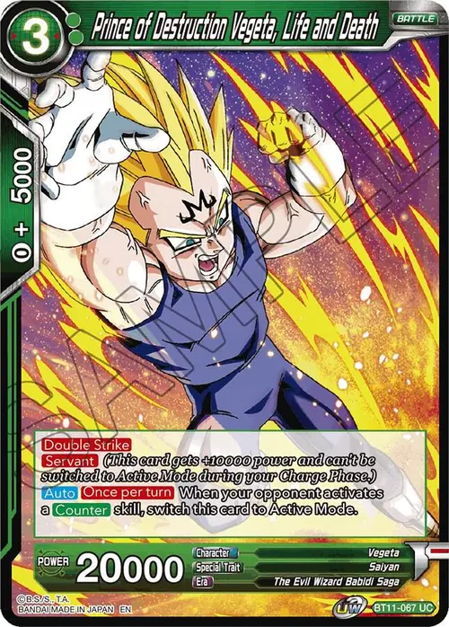 Prince of Destruction Vegeta, Life and Death card art