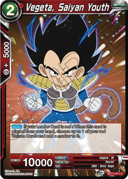 Vegeta, Saiyan Youth card art