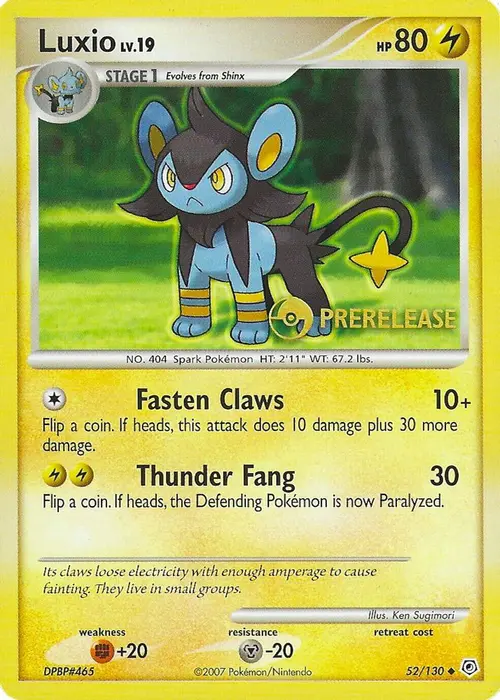Luxio - 52/130 (Prerelease) card art