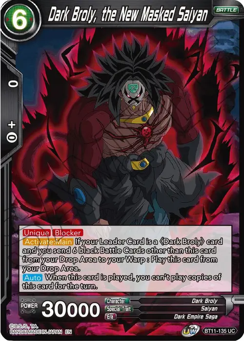 Dark Broly, the New Masked Saiyan card art