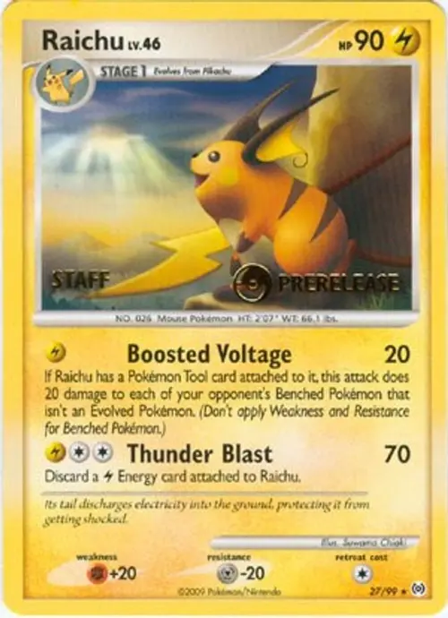 Raichu - 27/99 (Prerelease) [Staff] card art
