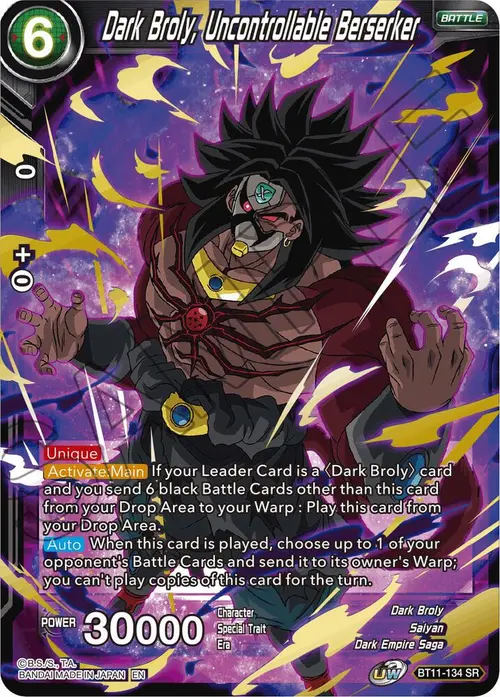 Dark Broly, Uncontrollable Berserker card art