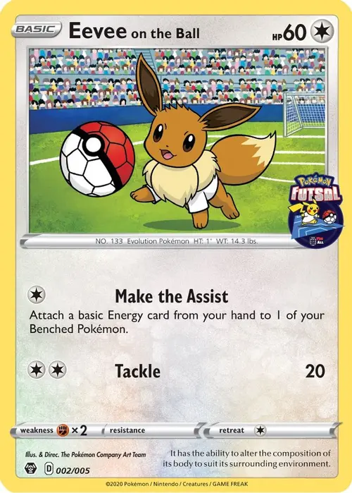 Eevee on the Ball - 002/005 (Pokemon Futsal) card art