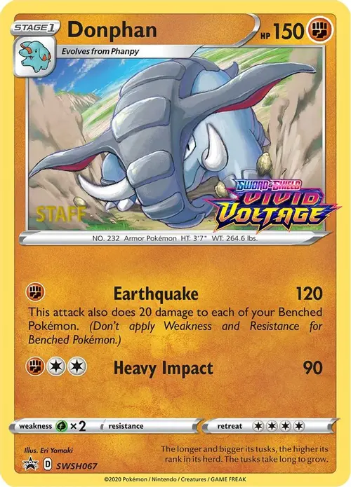 Donphan - SWSH067 (Prerelease) [Staff] card art