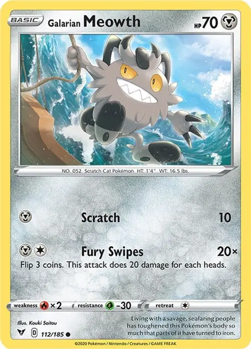 Galarian Meowth card art