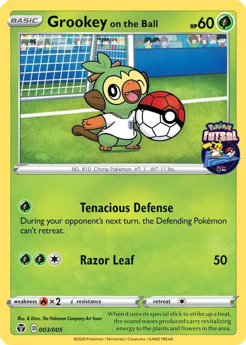 Grookey on the Ball - 003/005 (Pokemon Futsal) card art