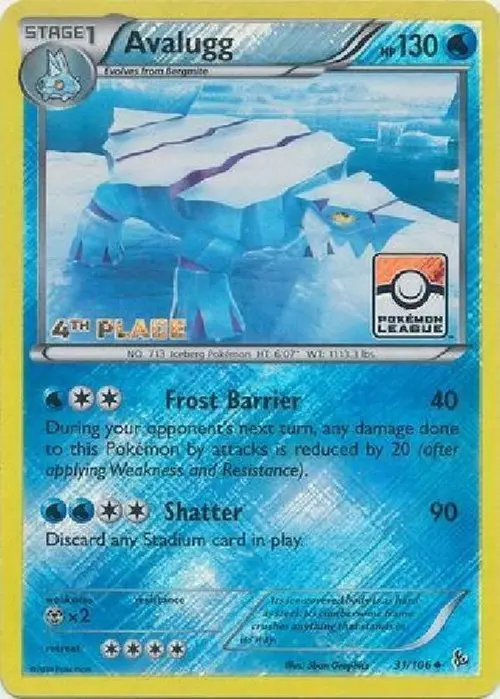 Avalugg - 31/106 (Pokemon League) [4th Place] card art