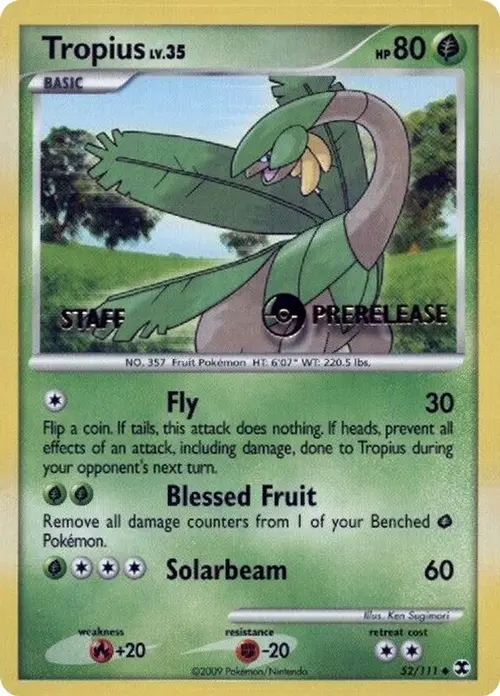 Tropius - 52/111 (Prerelease) [Staff] card art