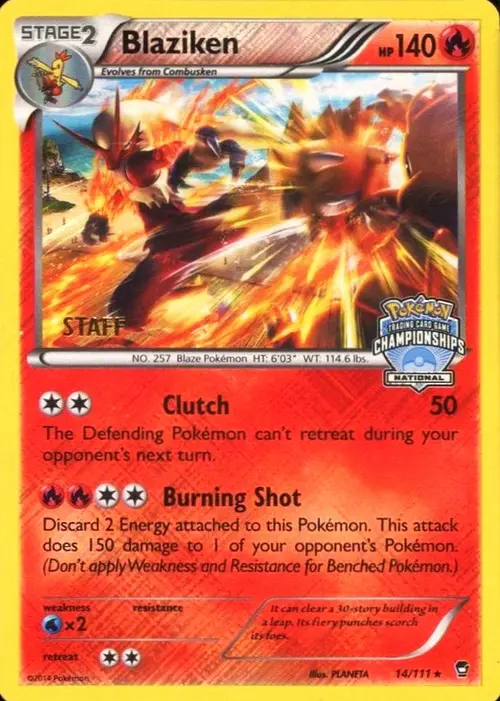 Blaziken - 14/111 (National Championships) [Staff] card art
