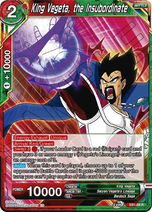 King Vegeta, the Insubordinate card art
