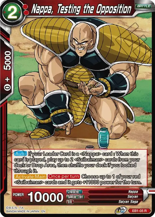 Nappa, Testing the Opposition card art