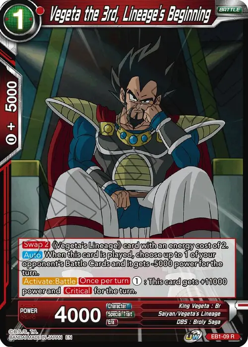 Vegeta the 3rd, Lineage's Beginning card art