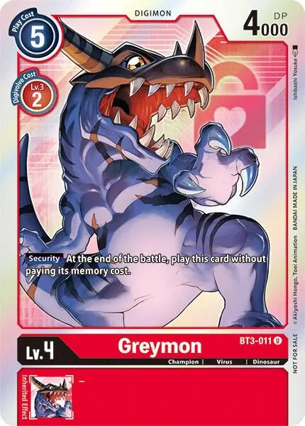 Greymon - BT3-011 (Box Topper) card art