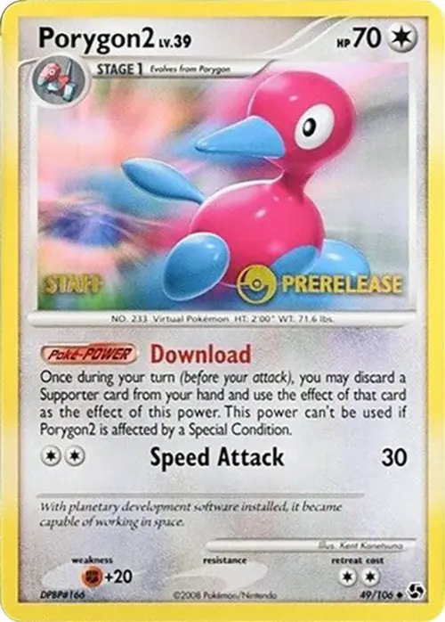 Porygon2 - 49/106 (Prerelease) [Staff] card art