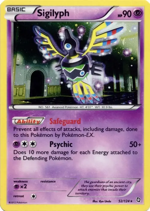 Sigilyph - 52/124 (Cosmos Holo) card art
