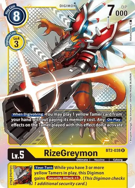 RizeGreymon - BT2-038 (Premium Pack Set 01) card art