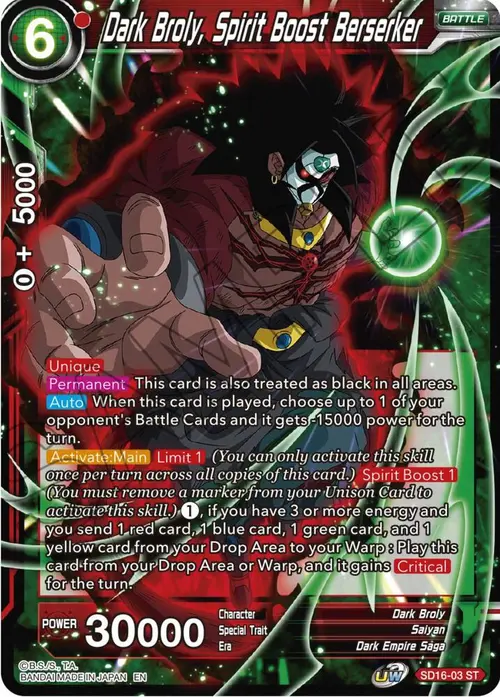 Dark Broly, Spirit Boost Berserker card art