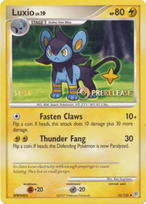Luxio - 52/130 (Prerelease) [Staff] card art
