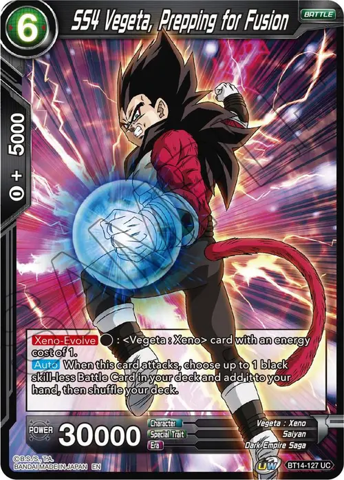 SS4 Vegeta, Prepping for Fusion card art
