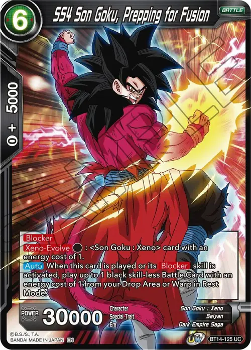 SS4 Son Goku, Prepping for Fusion card art
