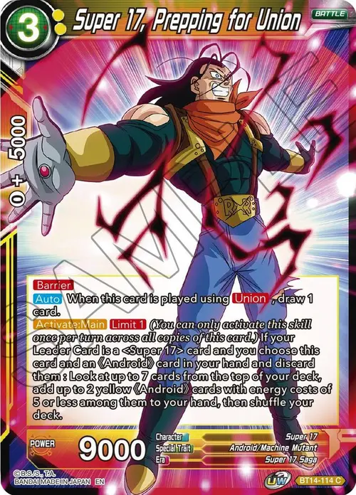 Super 17, Prepping for Union card art