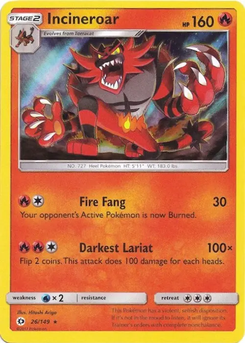 Incineroar - 26/149 (Water Web Holo) card art