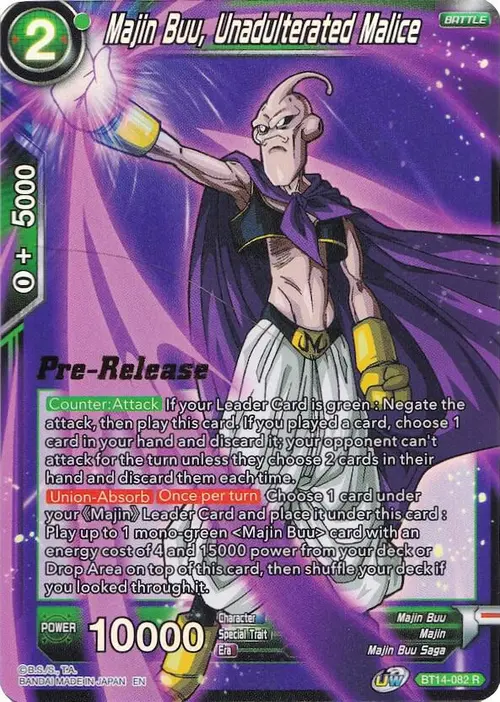 Majin Buu, Unadulterated Malice card art