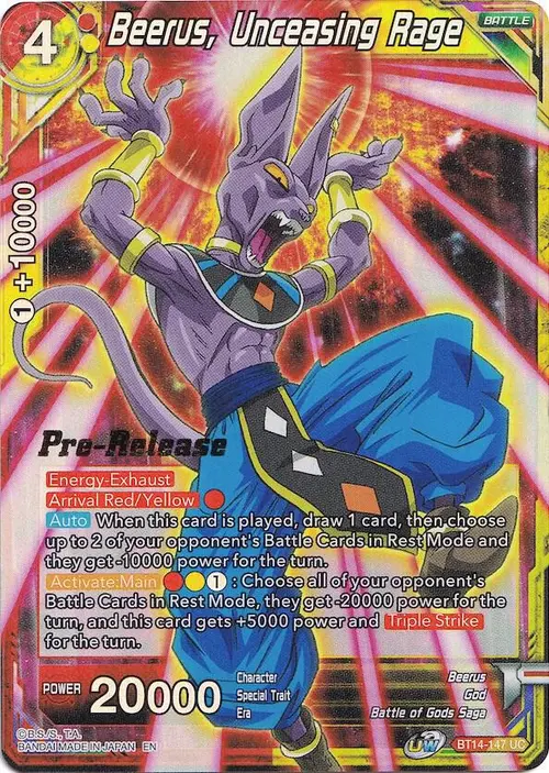 Beerus, Unceasing Rage card art