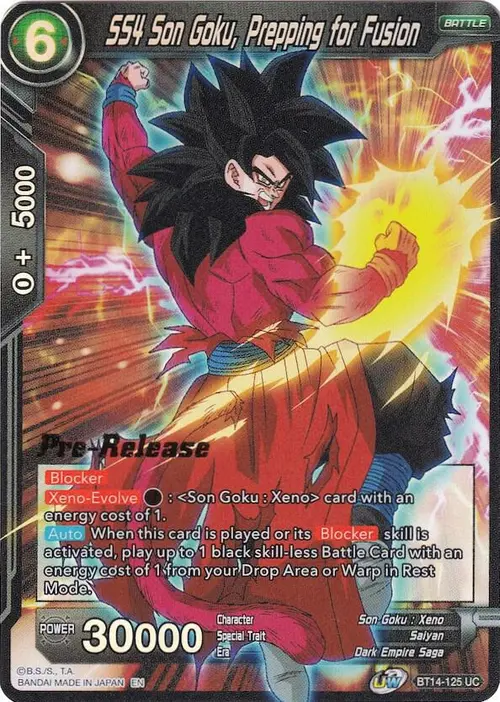 SS4 Son Goku, Prepping for Fusion card art