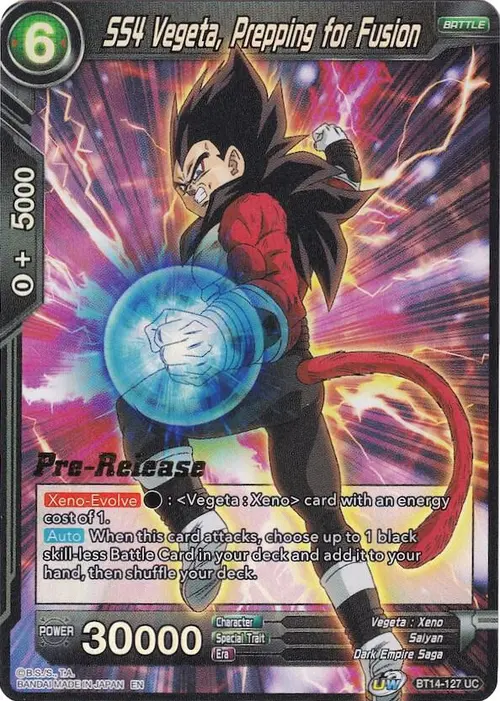 SS4 Vegeta, Prepping for Fusion card art
