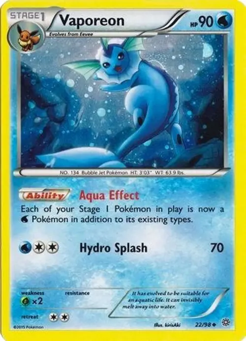 Vaporeon - 22/98 (Cosmos Holo) card art