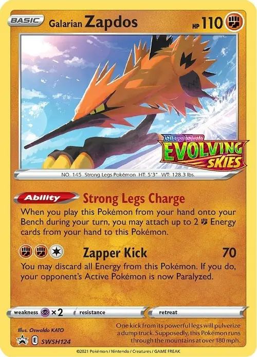 Galarian Zapdos - SWSH124 (Prerelease) card art