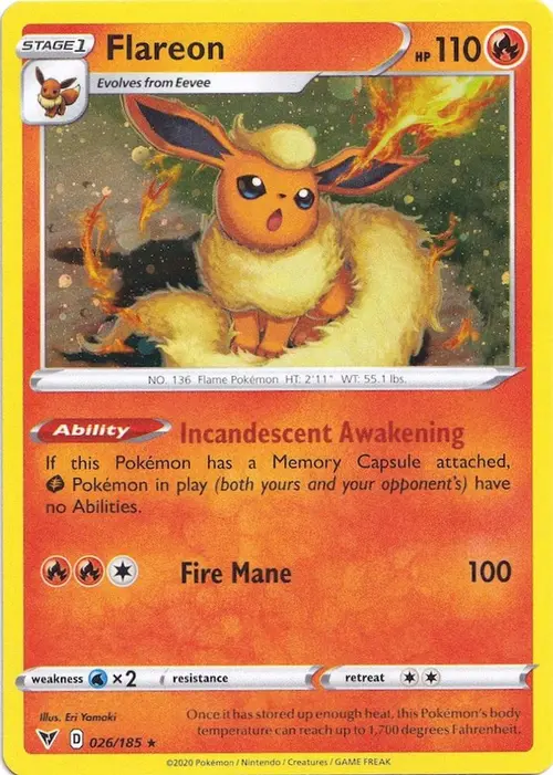 Flareon - 026/185 (Cosmos Holo) card art