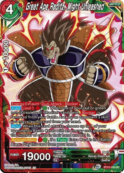 Great Ape Raditz, Might Unleashed card art