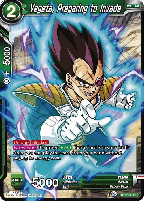 Vegeta, Preparing to Invade card art
