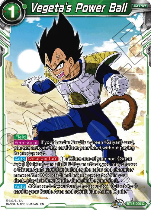 Vegeta's Power Ball card art