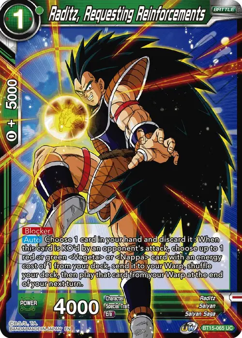Raditz, Requesting Reinforcements card art