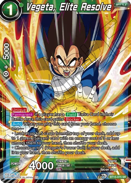 Vegeta, Elite Resolve card art