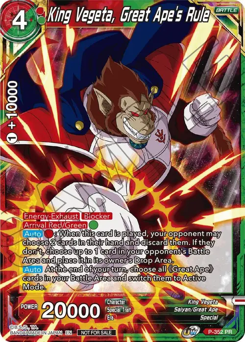 King Vegeta, Great Ape's Rule card art