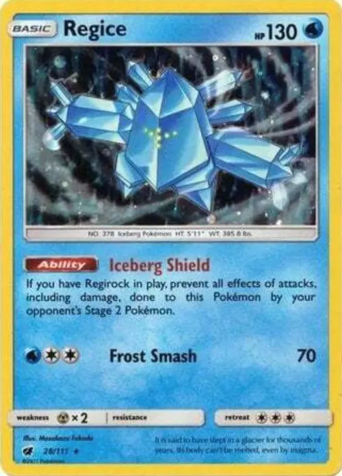 Regice - 28/111 (Cosmos Holo) card art