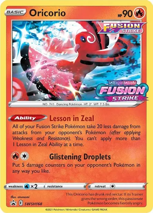 Oricorio - SWSH168 (Prerelease) card art