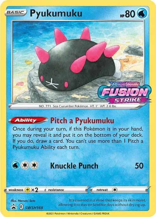 Pyukumuku - SWSH169 (Prerelease) card art