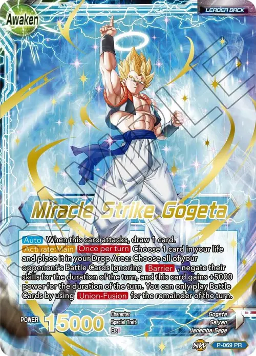 Son Goku & Vegeta // Miracle Strike Gogeta (Gold Stamped) card art