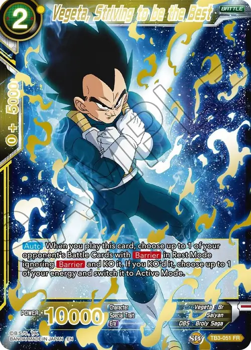 Vegeta, Striving to be the Best (Gold Stamped) card art