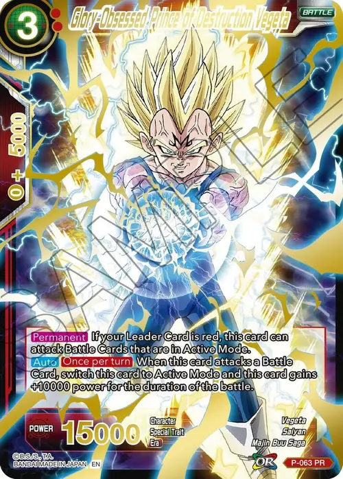 Glory-Obsessed Prince of Destruction Vegeta (Gold Stamped) card art