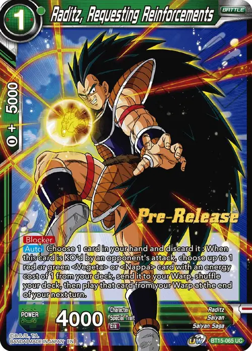 Raditz, Requesting Reinforcements card art
